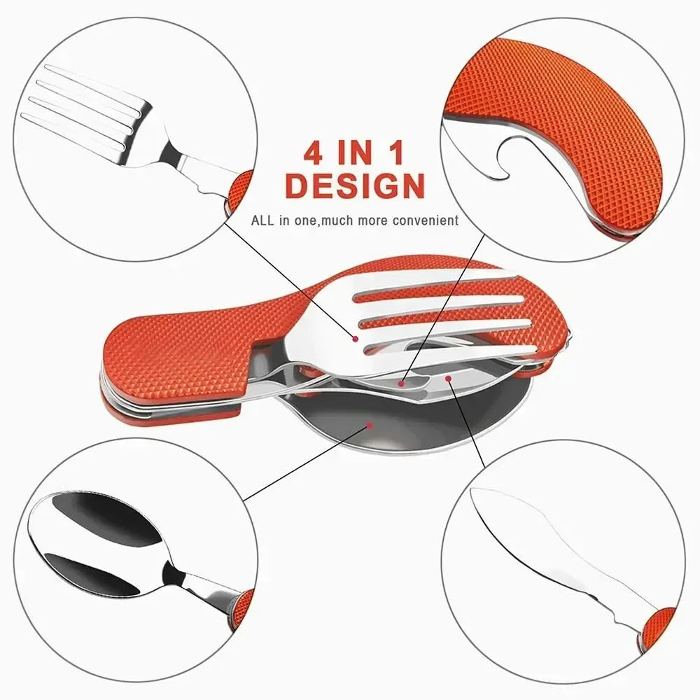Foldable Camping Utensil Set Multi-Functional Knife Fork Spoon Combo f