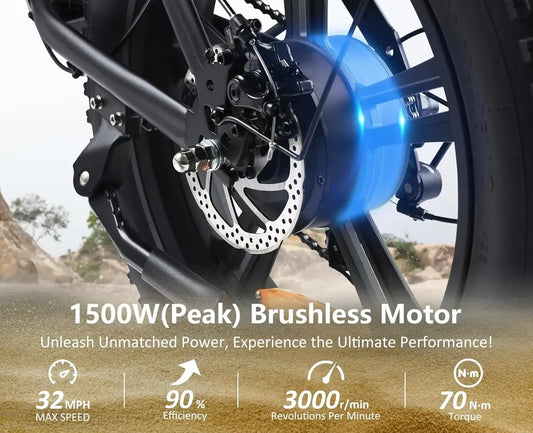 campping 1500W Style Electric Bike Adult eBikes -48V 18Ah Removable Battery 60+ Mile 32MPH Top Speed - All Terrain Fat Tire Elec