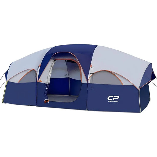 Tent 8 Person Camping Tents, Weather Resistant Family Tent, 5 Large Mesh Windows, Double Layer, Divided Curtain for Separated R