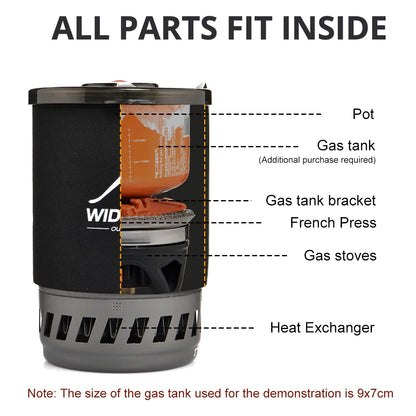 Camping Cooking System with Heat Exchanger Outdoor Gas Stove Burner