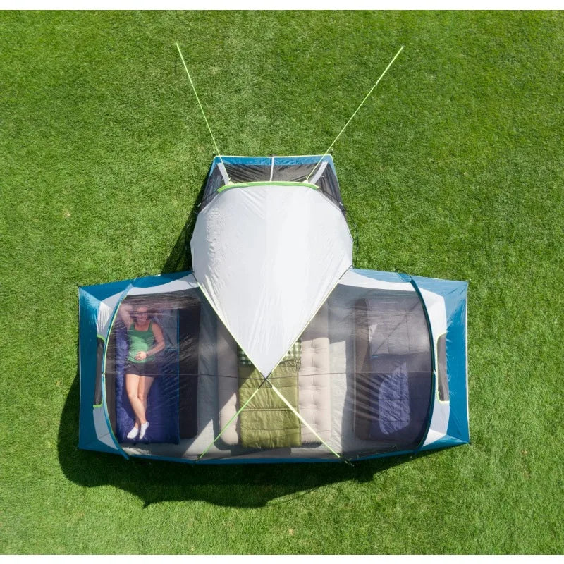 Ozark Trail 10-Person Dome Tent with Screen Porch – 3-Room Family Camping Tent with Weather Protection