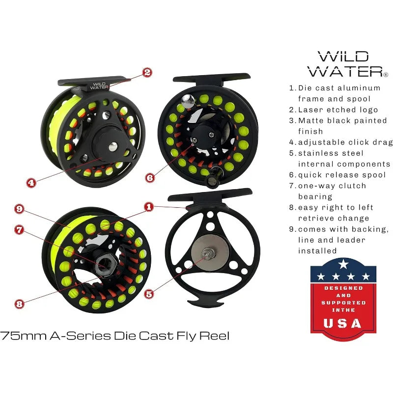 Fly Fishing Combo Starter Kit, 7-Foot Pole, 4-Piece Fly Rod Kit,