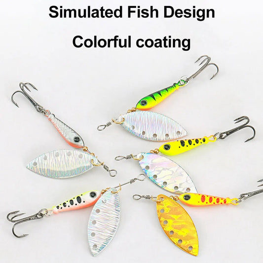 5Pcs Metal Spinner Spoon Fishing Lure Rotating Sequins Bait Hard Bait for Carp Bass Pesca