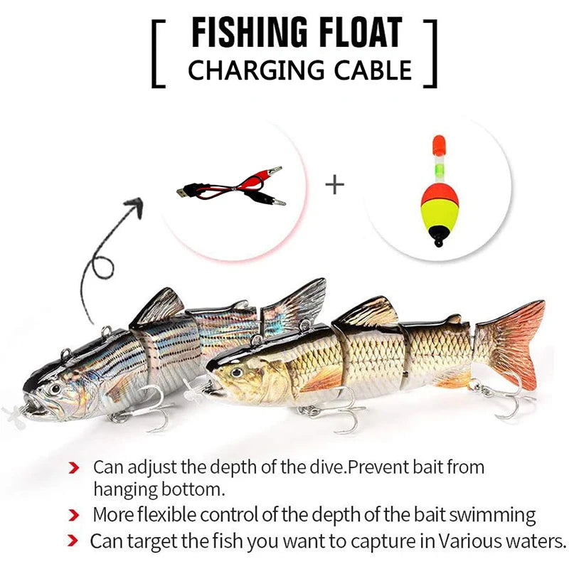 NEW 3.5in Automatic Swimbait Robotic Electric Fishing Lure Auto Multi Jointed Bait USB Rechargeable
