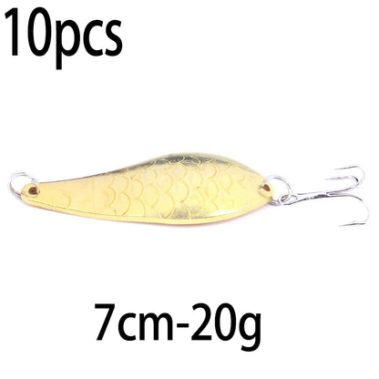 Hengjia 1pcs Metal Bait Spoon Lure with Treble Hook Gold /Silver River Fishing Lure for Bass Pike Perch