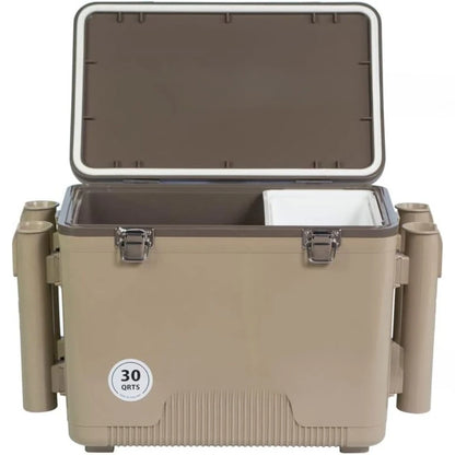 New upgrade-30qt Leak Proof,Air Tight,Fishing Drybox Cooler w/Built-in Fishing Rod Holders,Makes The Perfect Hard Shell Lunchbox