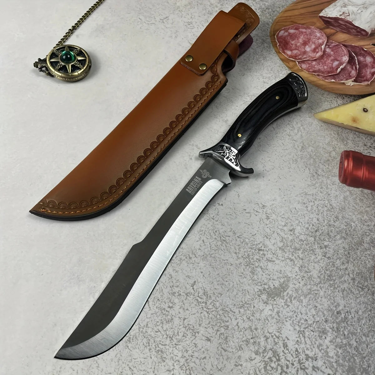 1 Knife, Black Wooden Handle Outdoor Knife, High Hardness Portable Knife, Fixed Blade, High-Quality Straight Knife, Used for Hiking, Mountaineering Adventure, Survival, Camping Supplies, Camping Supplies, Outdoor Activity Kni