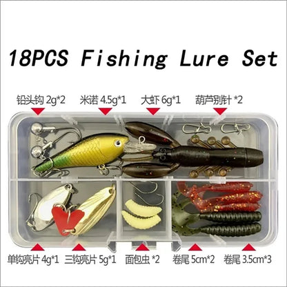Fishing Lure Kit Soft and Hard Bait Set Gear Layer Minnow Metal Jig Spoon For Bass Pike Crank Tackle Accessories