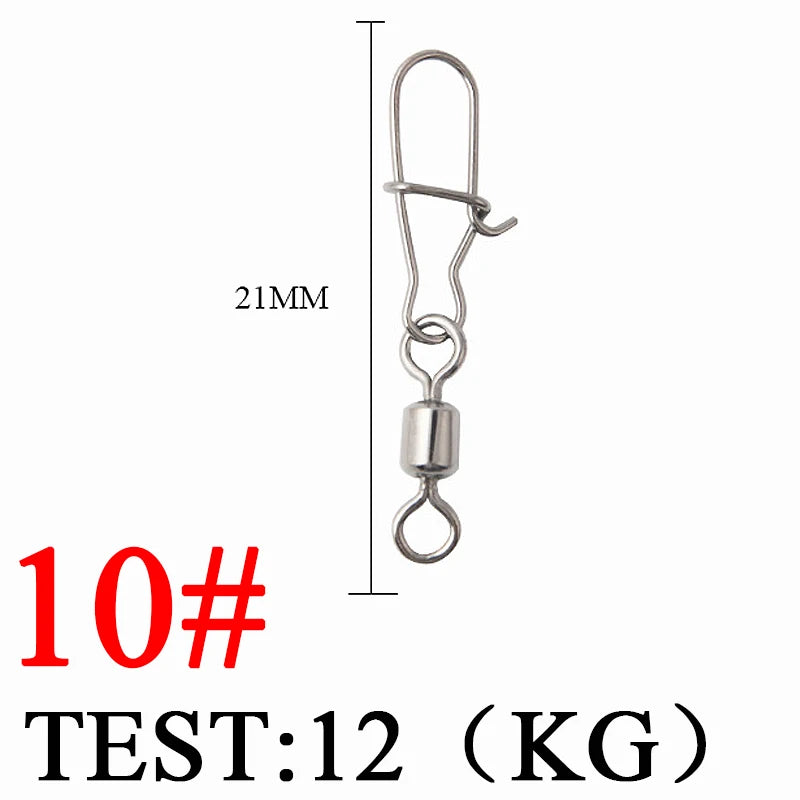 Bearing Rolling Swivel Stainless Steel Snap Pike Fishing Accessories Connector Fishhook Lure Swivels Tackle