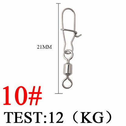 Bearing Rolling Swivel Stainless Steel Snap Pike Fishing Accessories Connector Fishhook Lure Swivels Tackle