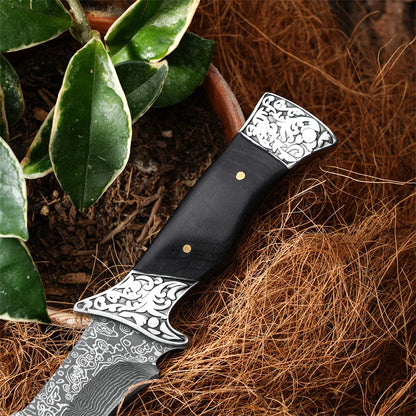 1Pc Stainless Steel Fixed Blade Knife Set with Leather Sheath