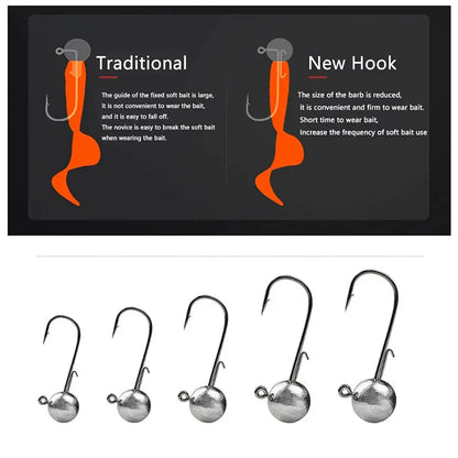 50Pcs Round Ball Jig Heads Carp Fishing Hook Accessories Ned Rig Jig Head Crappie Bass Trout Lure Fishing Equipment Articles