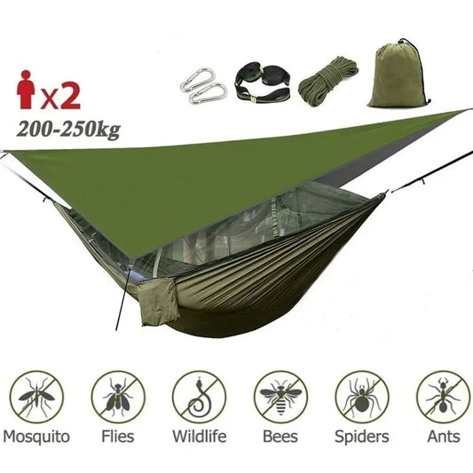 Camping Hammock with Mosquito Net&Rainfly Tent Tarp & Tree Straps