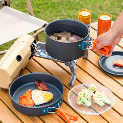 3pcs Camping Cookware Set Portable Non-Stick Aluminum Alloy Pot Pan