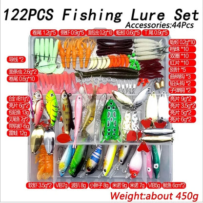 Fishing Lure Kit Soft and Hard Bait Set Gear Layer Minnow Metal Jig Spoon For Bass Pike Crank Tackle Accessories