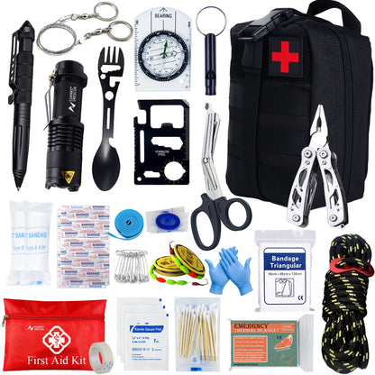 Survival First Aid Kit Survival Full Set  Outdoor Gear Emergency Kits Trauma Bag Camping Hiking