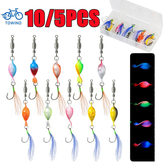 Twisted Metal Fishing Lures Spinner Hard Baits 360 Degree Rotating Spoon Lures Feather Metal Jigs
