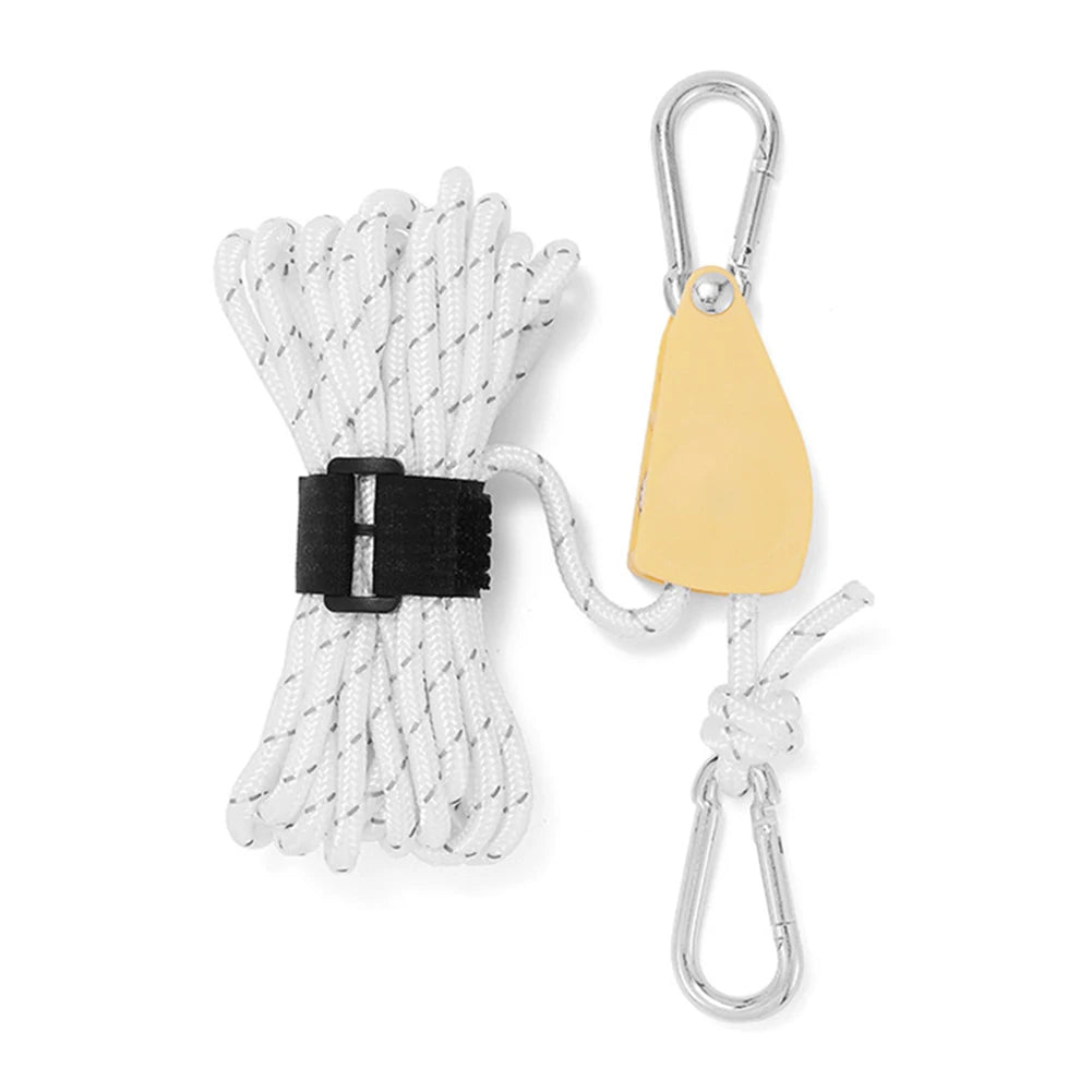 4mm 4m Awning Wind Rope Fastener Reflective Tent Wind Rope Fixed Buckle with Carabiner Wind Rope Fastener Adjustable for Outdoor