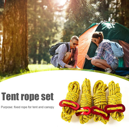 4pcs Tent Wind Rope Cord Tensioner   High-strength Reflective Lanyard Rope with 2 Holes Buckle