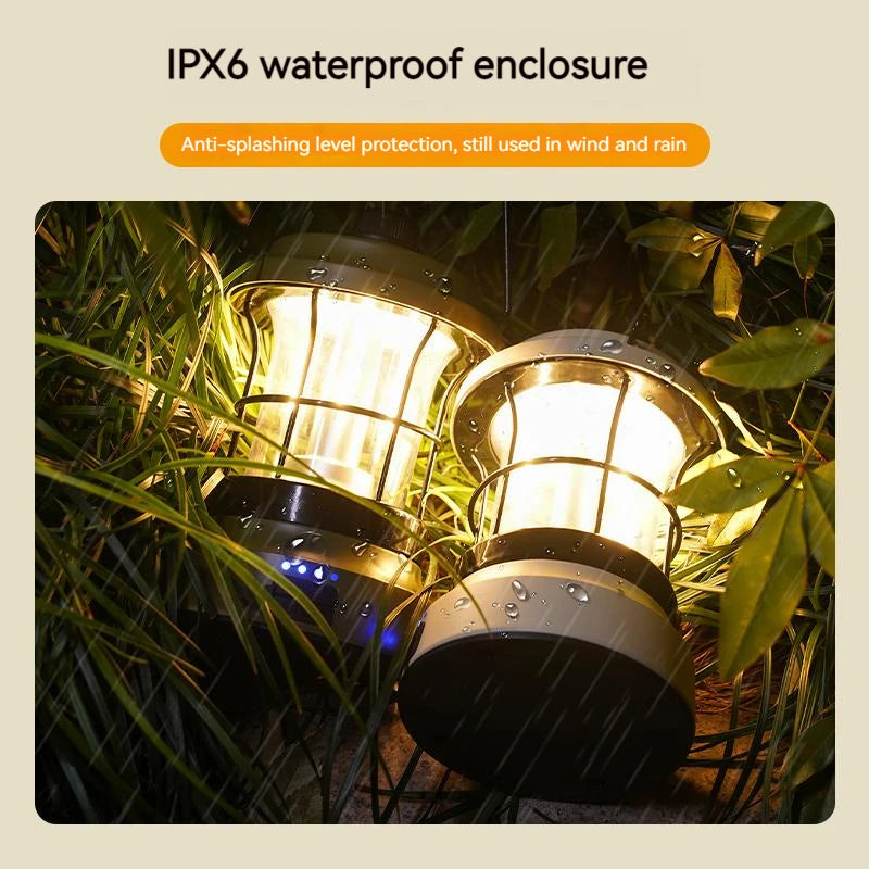 Retro Lamp Portable Camping Lantern USB Recharge Camping Tent Lighting Camping Equipment