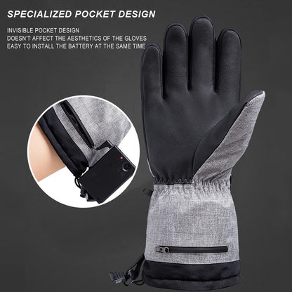 1Pair Heated Gloves Thermal Electric Cold Weather Heating Gloves Anti-Slip Waterproof for Outdoor Climbing Hiking Skiing Cycling