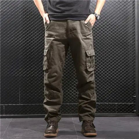 Cargo Pants Men's Pure Cotton Loose Casual Trousers Camo Overalls Multi-pocket Wear Resistant Straight Pants Outdoor Sport Pants