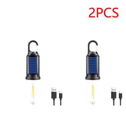 2-5PCS Solar Powered LED Lighting Lantern USB Charging Outdoor Tent