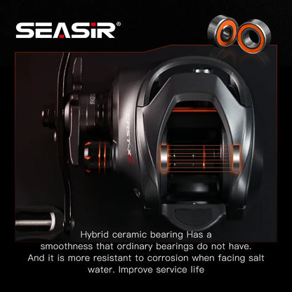 Baitcasting Reel 7.3:1 Hybrid Ceramic Bearing Carbon Fiber Washer Dual Bearing System N52 Brake Fishing Reels
