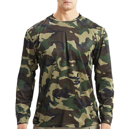 Long-Sleeve T-Shirt Anti-Sweat   Shirts Breathable Camo  Hunting Clothes Men Elasticity Sun-Protective Top