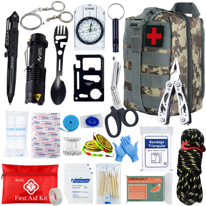 Survival First Aid Kit Survival Full Set  Outdoor Gear Emergency Kits Trauma Bag Camping Hiking