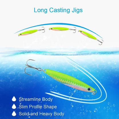 Ackibbik 6pcs Metal Cast Jig Spoon 40g Fishing Jigs Saltwater Fishing Casting Jigging Fish Metal Sinking Lure for Tuna, Kingfish