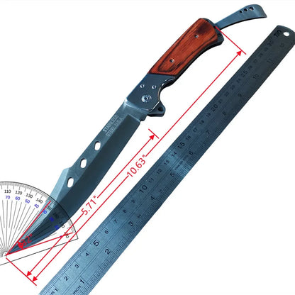 Outdoor Folding Knife, Tri-fold Knife with Nylon Sheath, Men's Knife. Suitable for Outdoor Camping, Wilderness Exploration