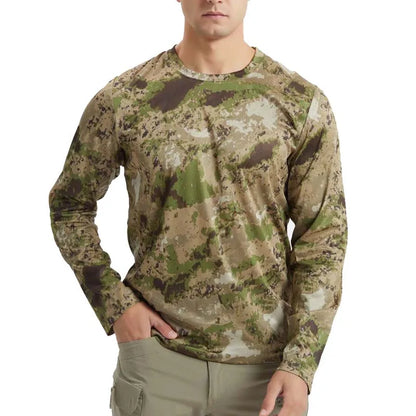 Long-Sleeve T-Shirt Anti-Sweat   Shirts Breathable Camo  Hunting Clothes Men Elasticity Sun-Protective Top
