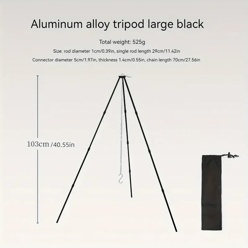 Camping Campfire Tripod Adjustable Hanging Pot, Stable Campfire Cooking,