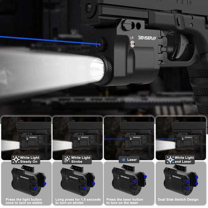 Tactical Pistol Light Rechargeable Blue Laser LED Weapon Light Fit Glock 17 19 20mm