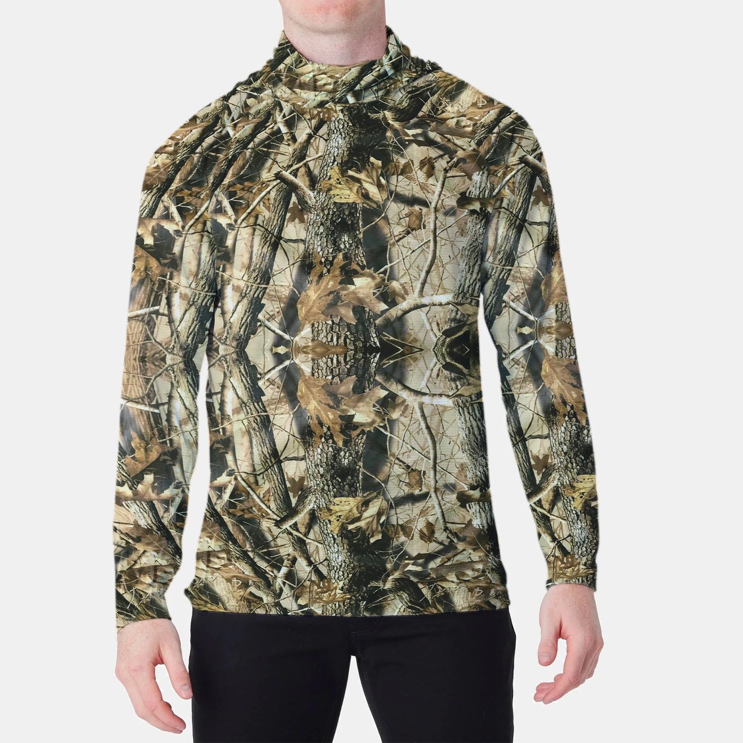 Fishing Hoodie Shirt Men Long Sleeve  Trees Hunting Jersey