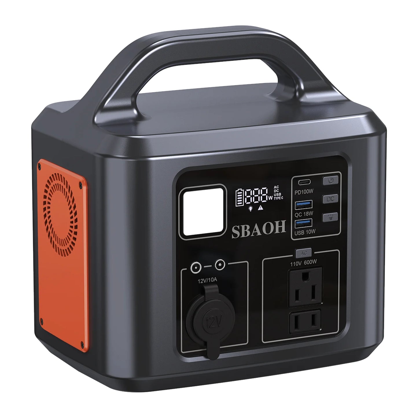 538.7Wh 600W Portable Outdoor Power Station with Solar Charging Input,  AC Power Outlet,