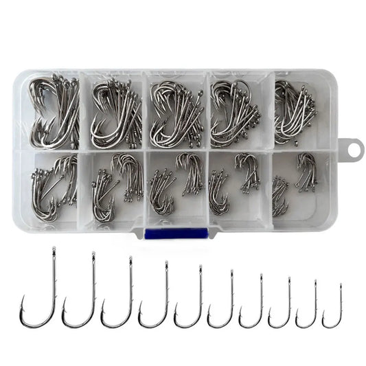 300pcs/box Long Shank Fishing Hooks High Carbon Steel Sharp Barbed Offset Narrow Bait   Fishhook Fly Fishing Accessories