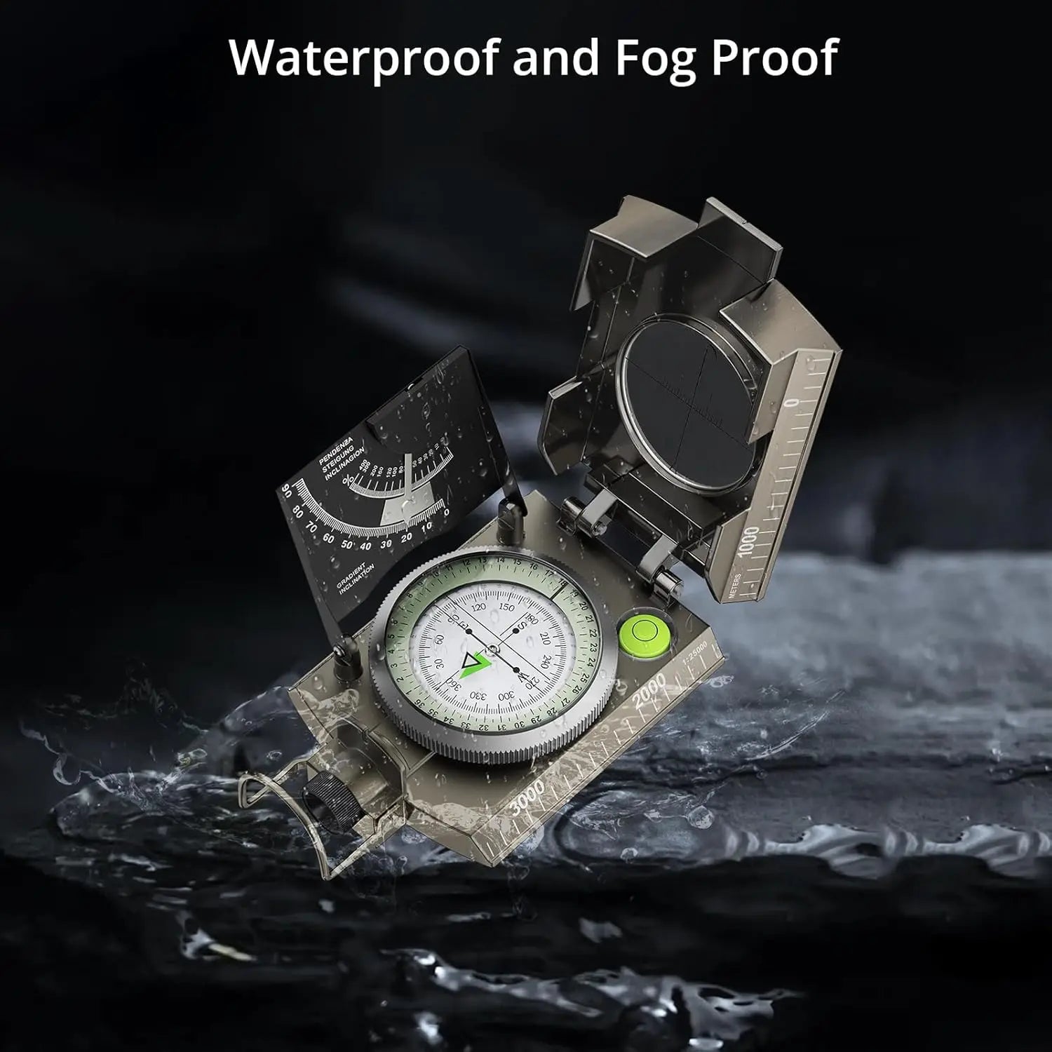 IP65 Waterproof Metal Compass with Clinometer for Camping,Hunting,Hiking Navigation