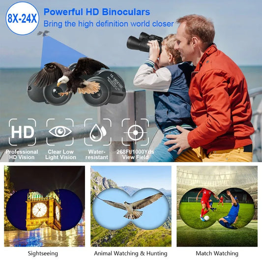 Portable Zoom culars with FMC Lens Low Light Night Vision for Bird Watching Hunting Sports