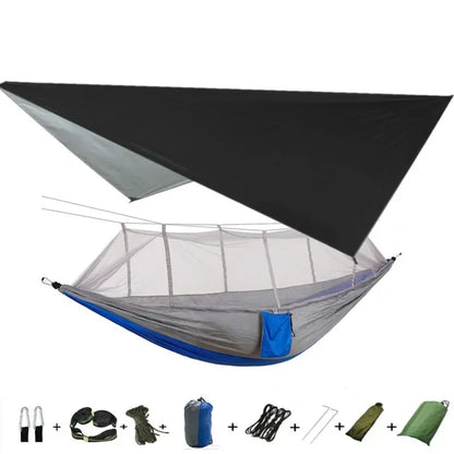 Camping Hammock with Mosquito Net&Rainfly Tent Tarp & Tree Straps
