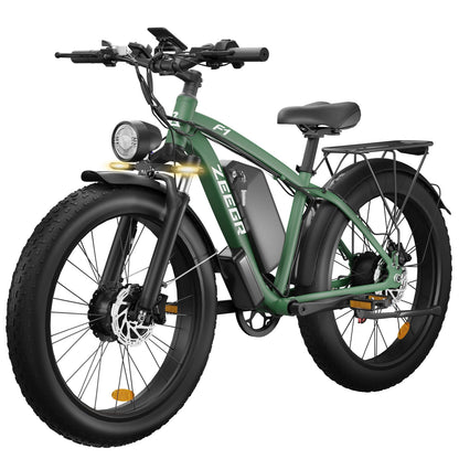 ZEEGR F1 48V 2000W Full Suspension E-Bike CE Certified 26 Inch Fat Tires Hidden Dual Battery Snow Beach Ebike