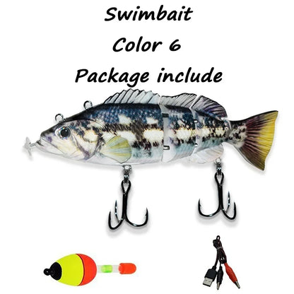 New Fishing Bait Electric Auto Swimming Luress 4-Segment Wobblers For Outdoor Sport Swimbait Fishing Lure USB Rechargeable