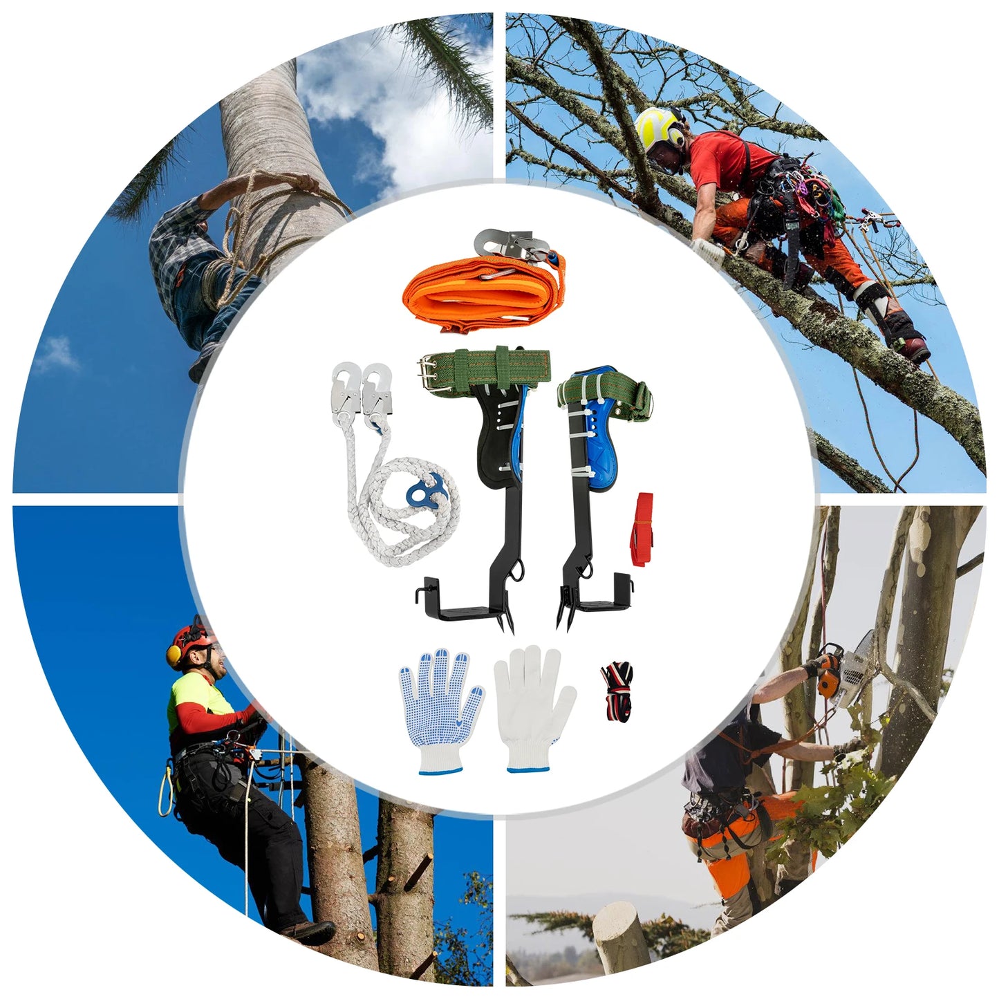 Professional Tree Climbing Gear Kit – 220lb Capacity Carbon Steel, Safety Straps & Pedals for Arborist Work