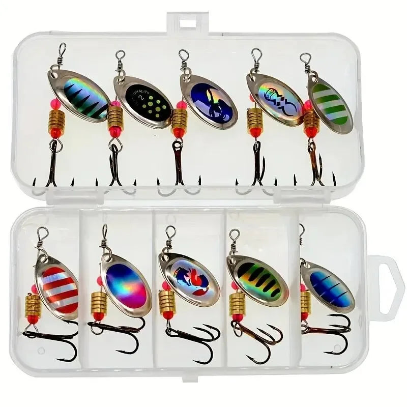 10pcs/Set Metal Spoon Spinner Fishing Lure Spoonbait Crankbaits Wobblers Bait For Bass Pike Crochet Freshwater Fishing