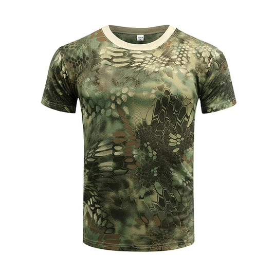 Camouflage 3D T-shirt for men outdoor fashion and casual round-neck short-sleeved hunting   T-shirt lightweight style