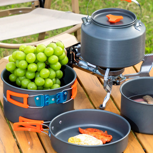 3pcs Camping Cookware Set Portable Non-Stick Aluminum Alloy Pot Pan