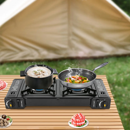 Portable Camping Stove, 2 Burners Butane Camping Stove