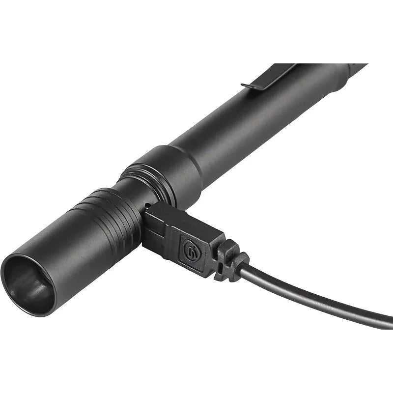 Stream light USB 350-Lumen Rechargeable Penlight with USB Cord & Nylon Holster, Black