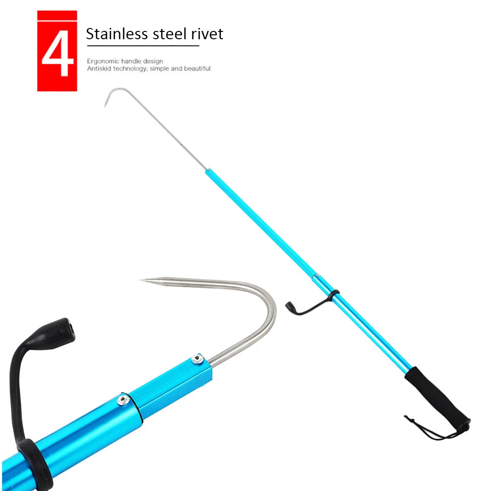Telescopic Fishing Gaff Retractable Fishing Spear Hook Tackle with Soft EVA Nonslip Handle for Saltwater Offshore